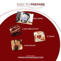 Organic hibiscus herbal tea by Naturogani to support heart and digestive health