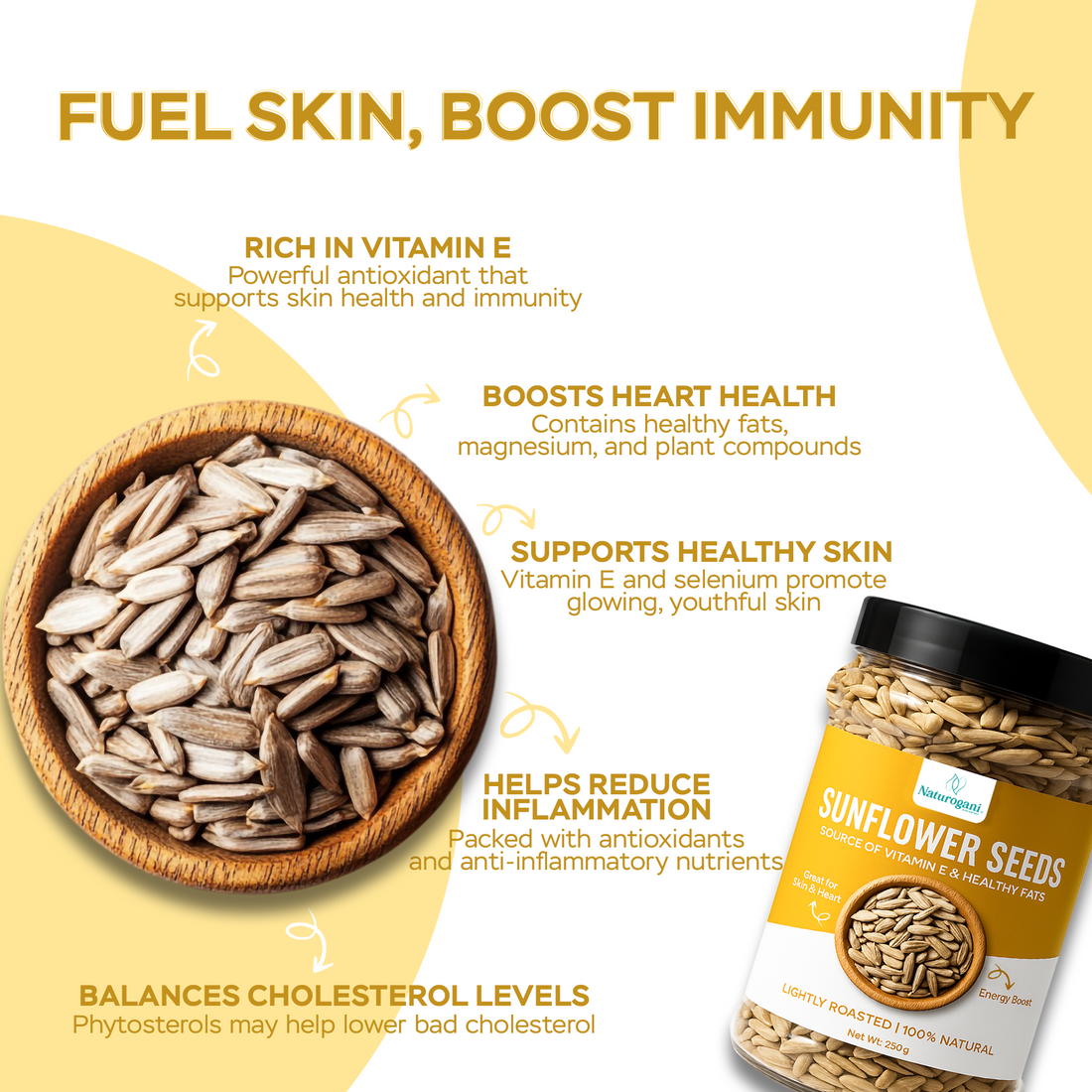 Protein-packed sunflower seeds for healthy skin & hair