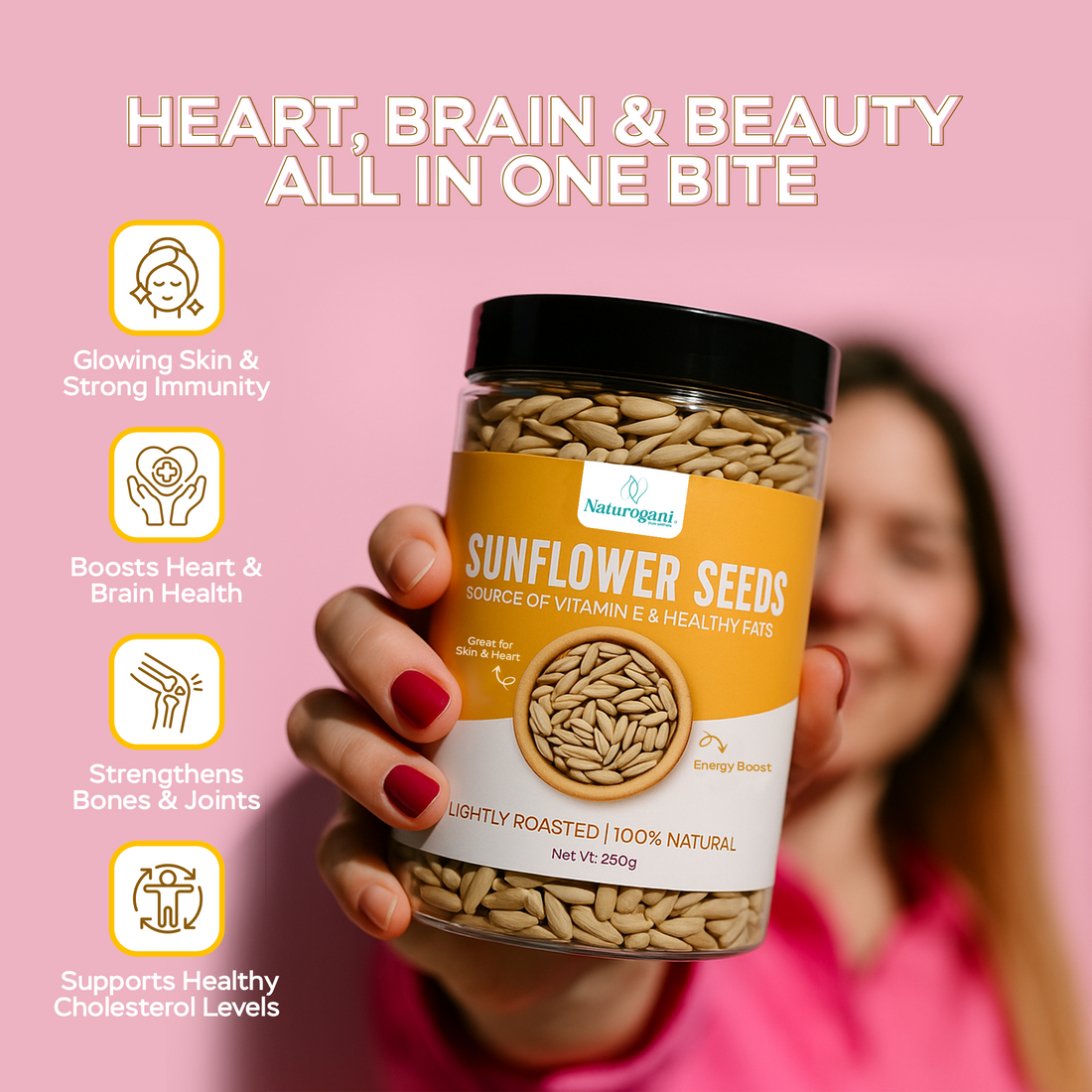 Protein-packed sunflower seeds for healthy skin & hair