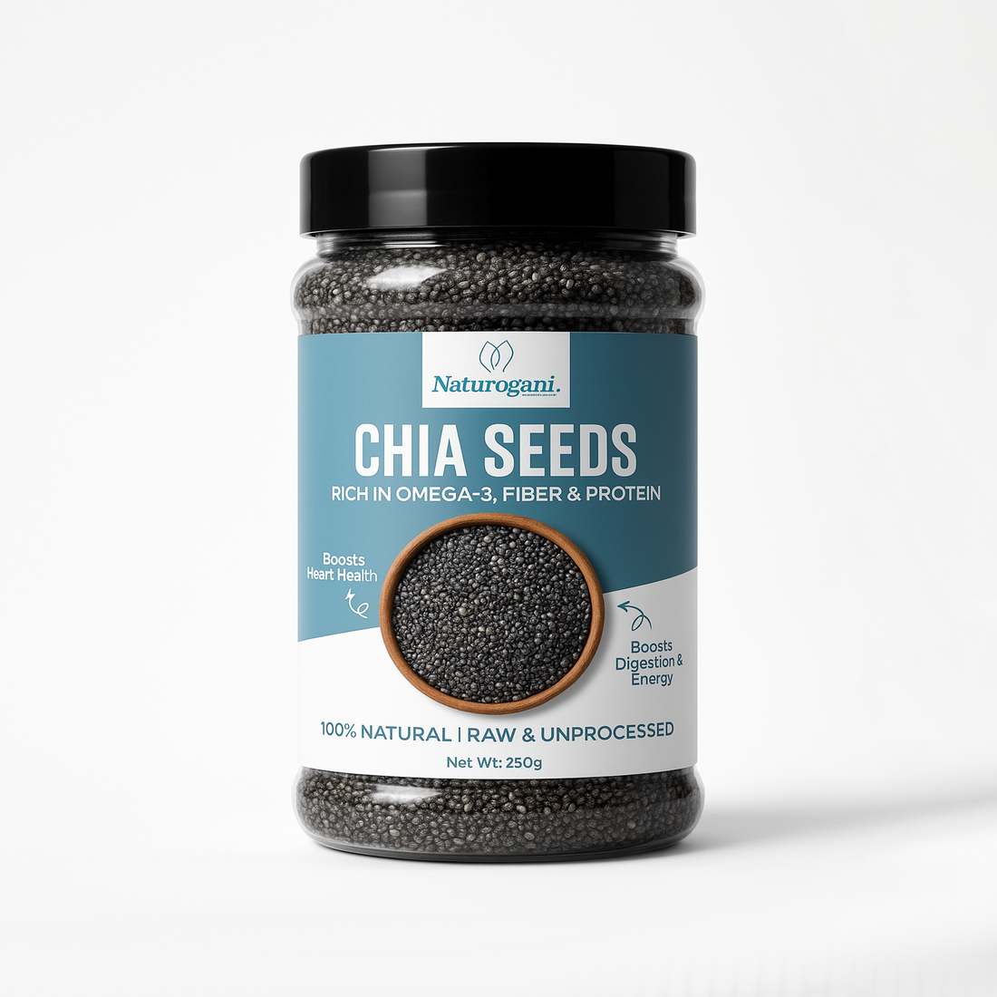 Fiber-rich chia seeds for digestion and energy