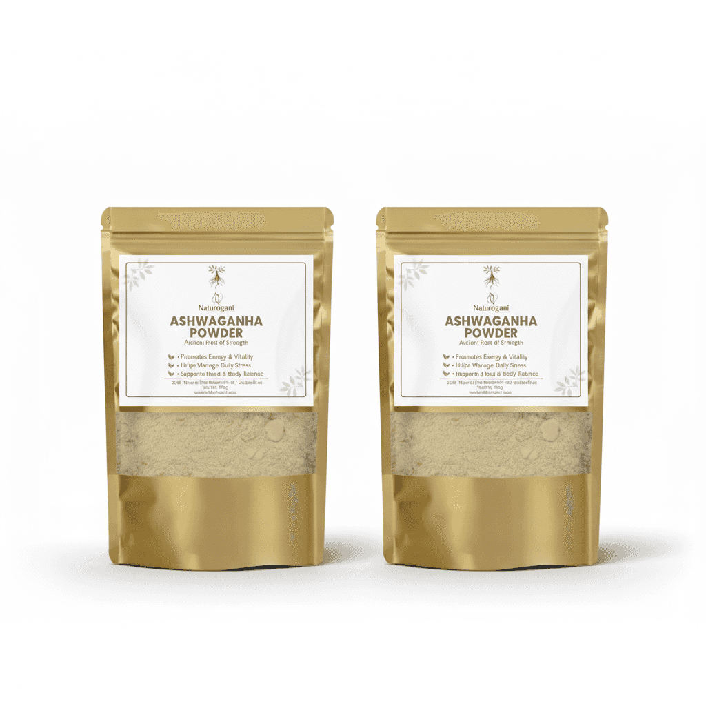 Pure Ashwagandha Root Powder by Naturogani supporting immunity, strength and vitality