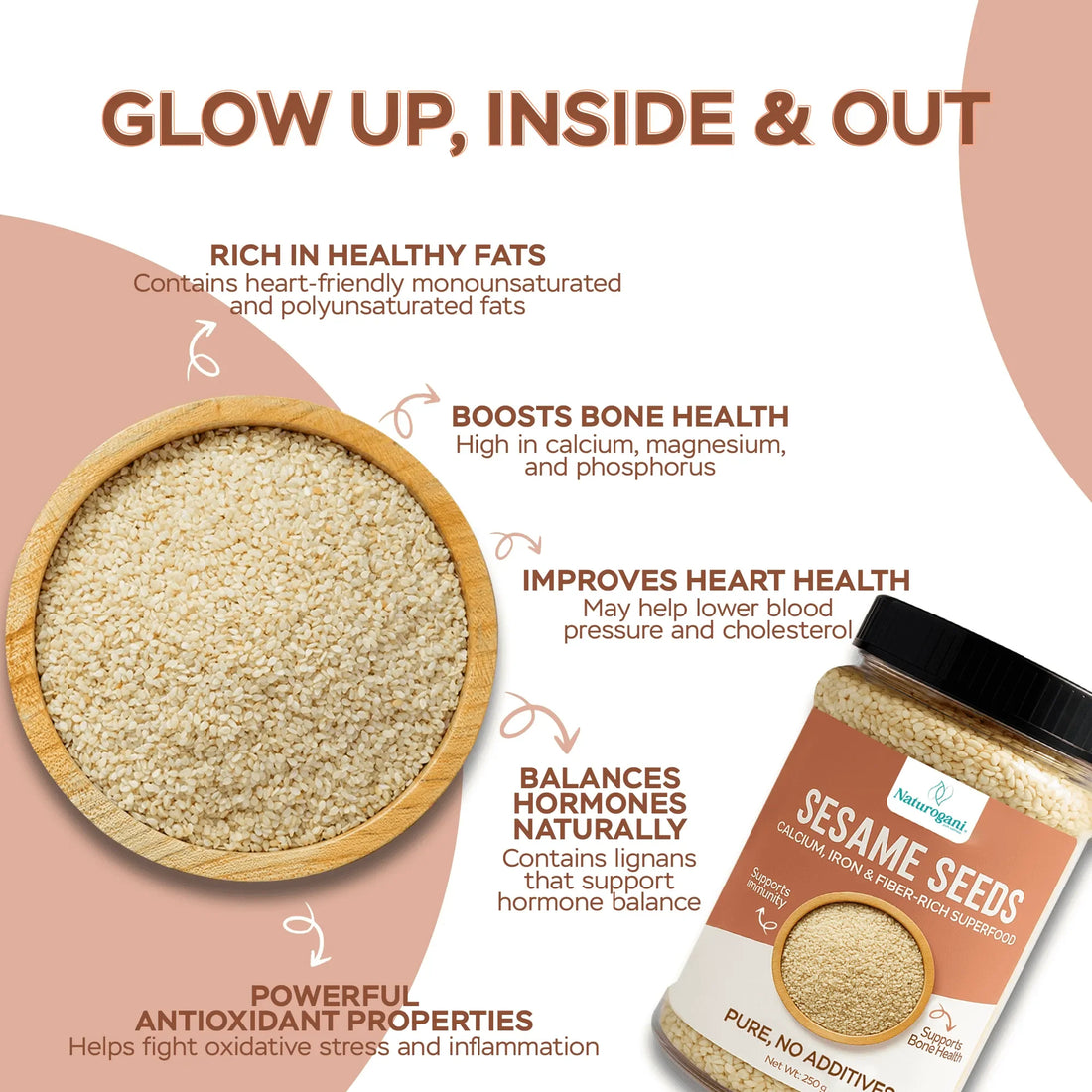 Organic sesame seeds by Naturogani rich in calcium and nutrients