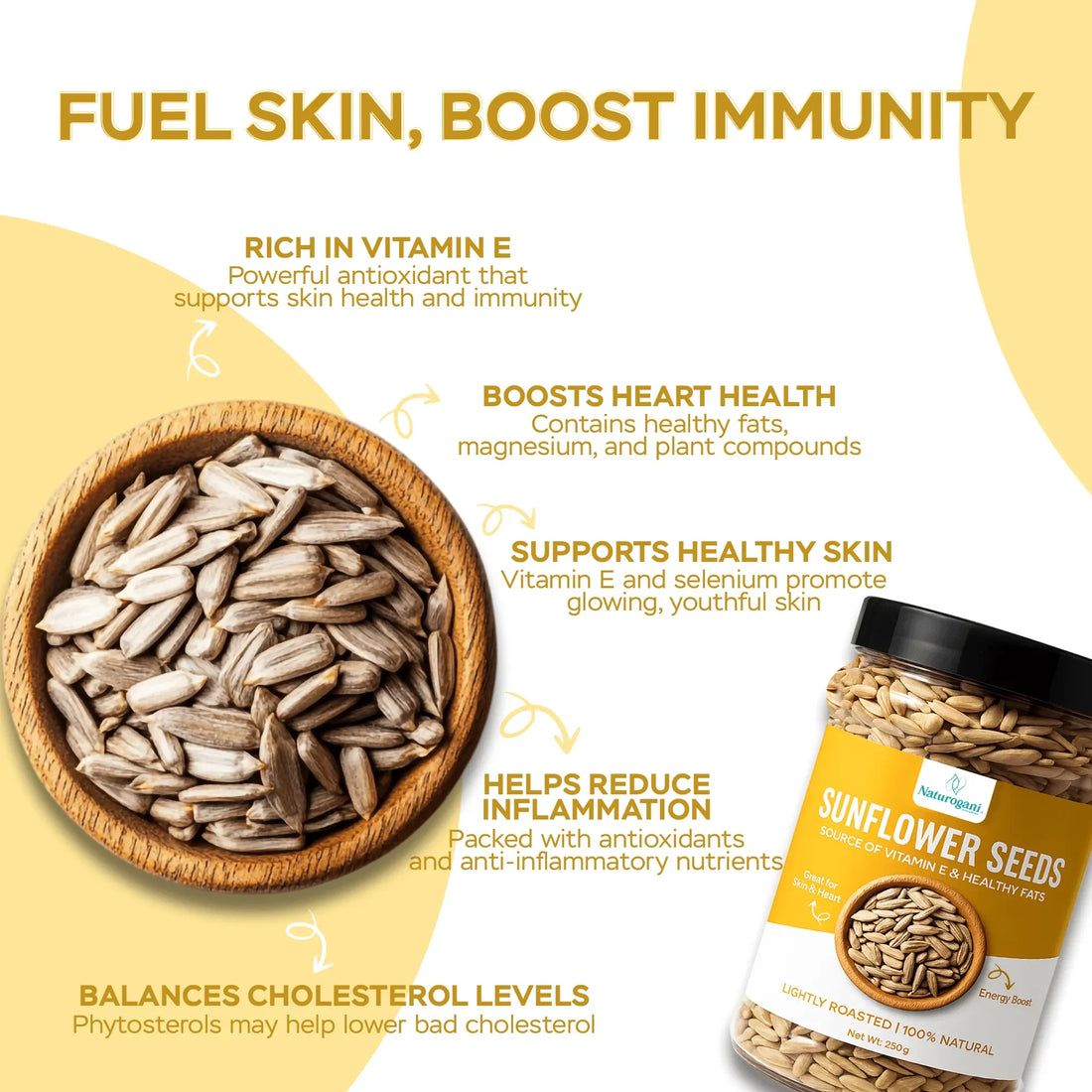 Organic sunflower seeds by Naturogani rich in vitamin E and nutrients